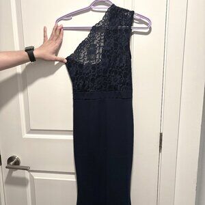 Missguided Mermaid One Shoulder Long Night Blue Dress